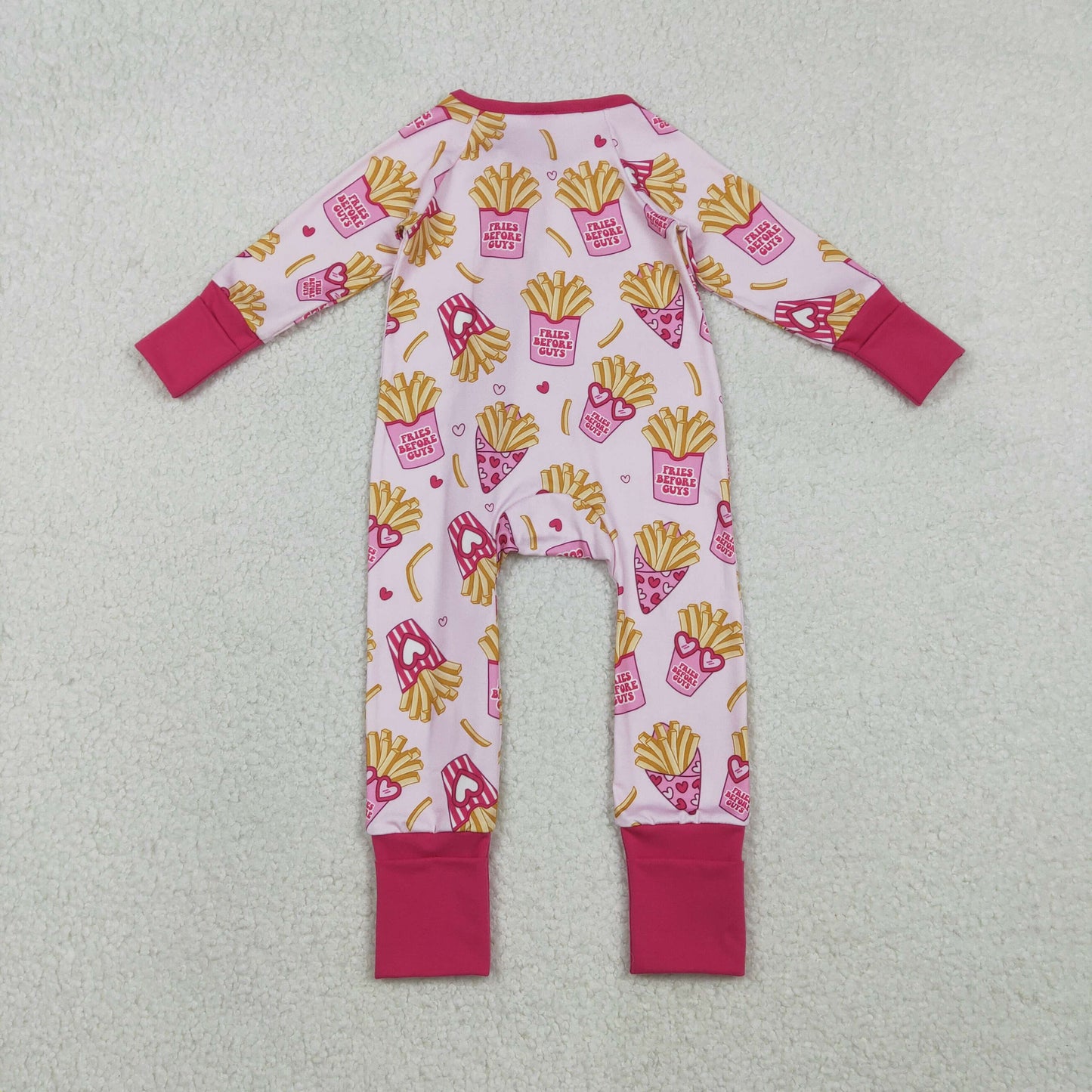 Baby Girls Hearts Chips Valentines Two Way Zip Convertible Rompers