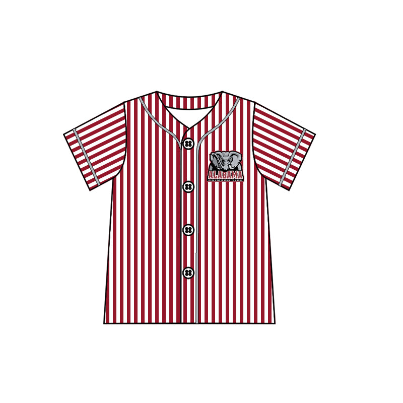 preorder(moq 5) Baby Boys Elephants Alabama Team Red Stripes Buttons Shirts