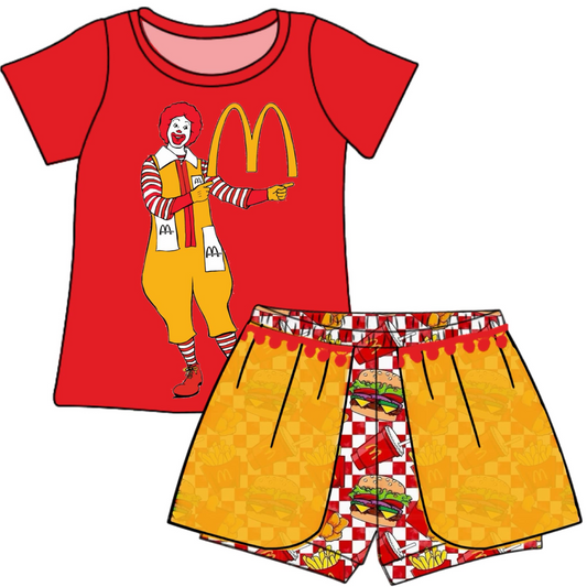 Baby Girls Hamburger Shirt Shorts Summer Clothes Sets preorder (moq 5)