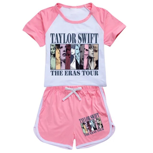 Baby Girls Light Pink Taylor Singer Shirt Top Shorts Clothes Sets Preorder(moq 5)