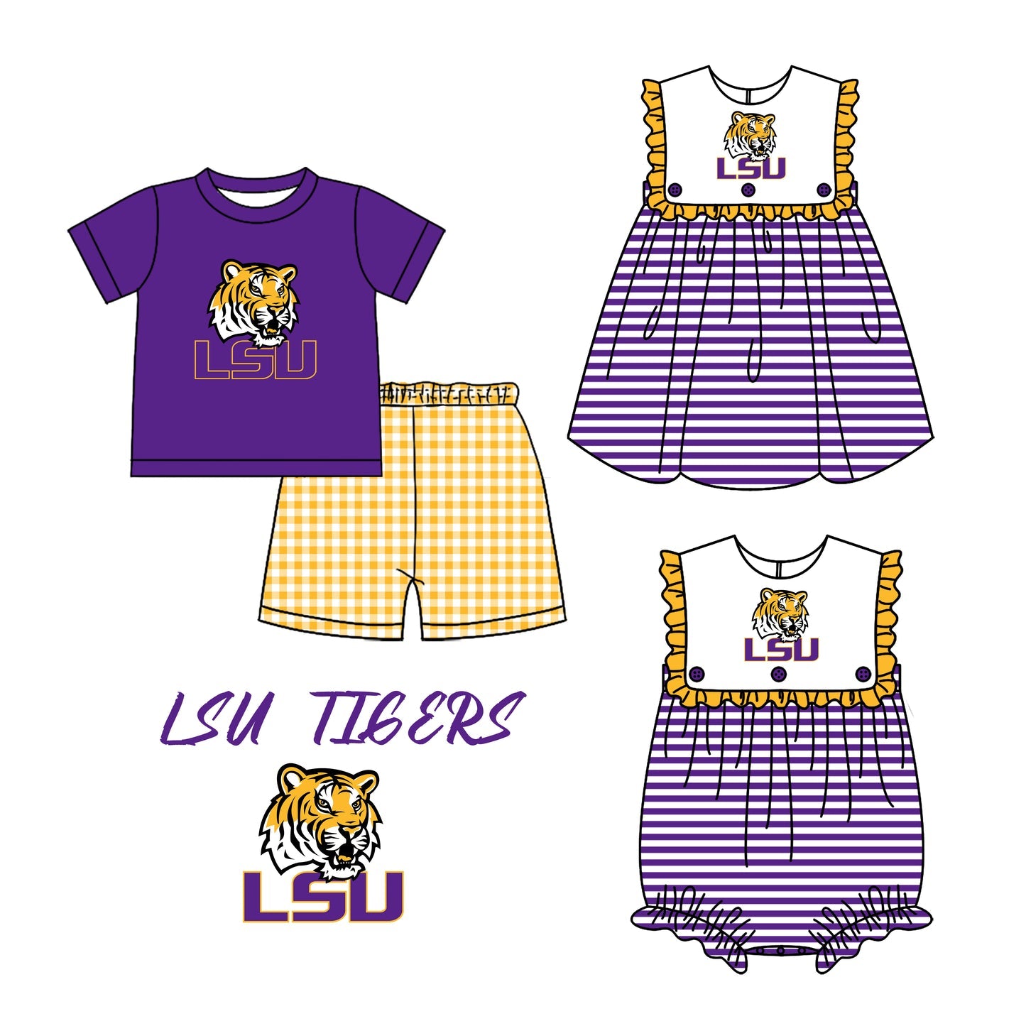 Preorder Custom moq 5 Football Team LSU Tigers Sibling Clothes