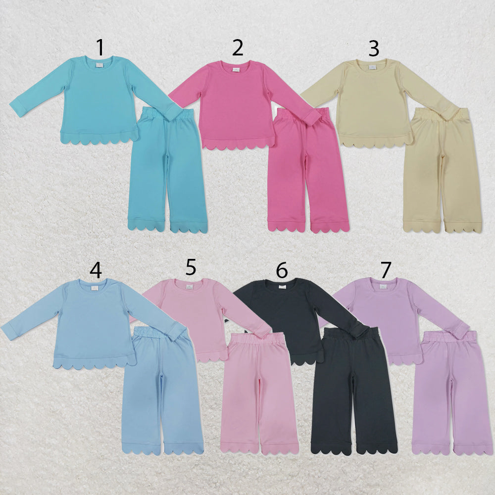 Sibling Baby Girls Long Sleeve Shirts Top Pants Scallop Clothes Sets