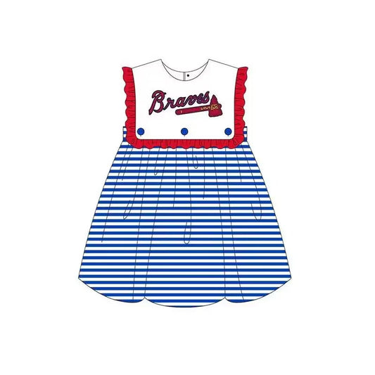 Baby Girls Braves Team Knee Length Dresses split order preorder May 26th