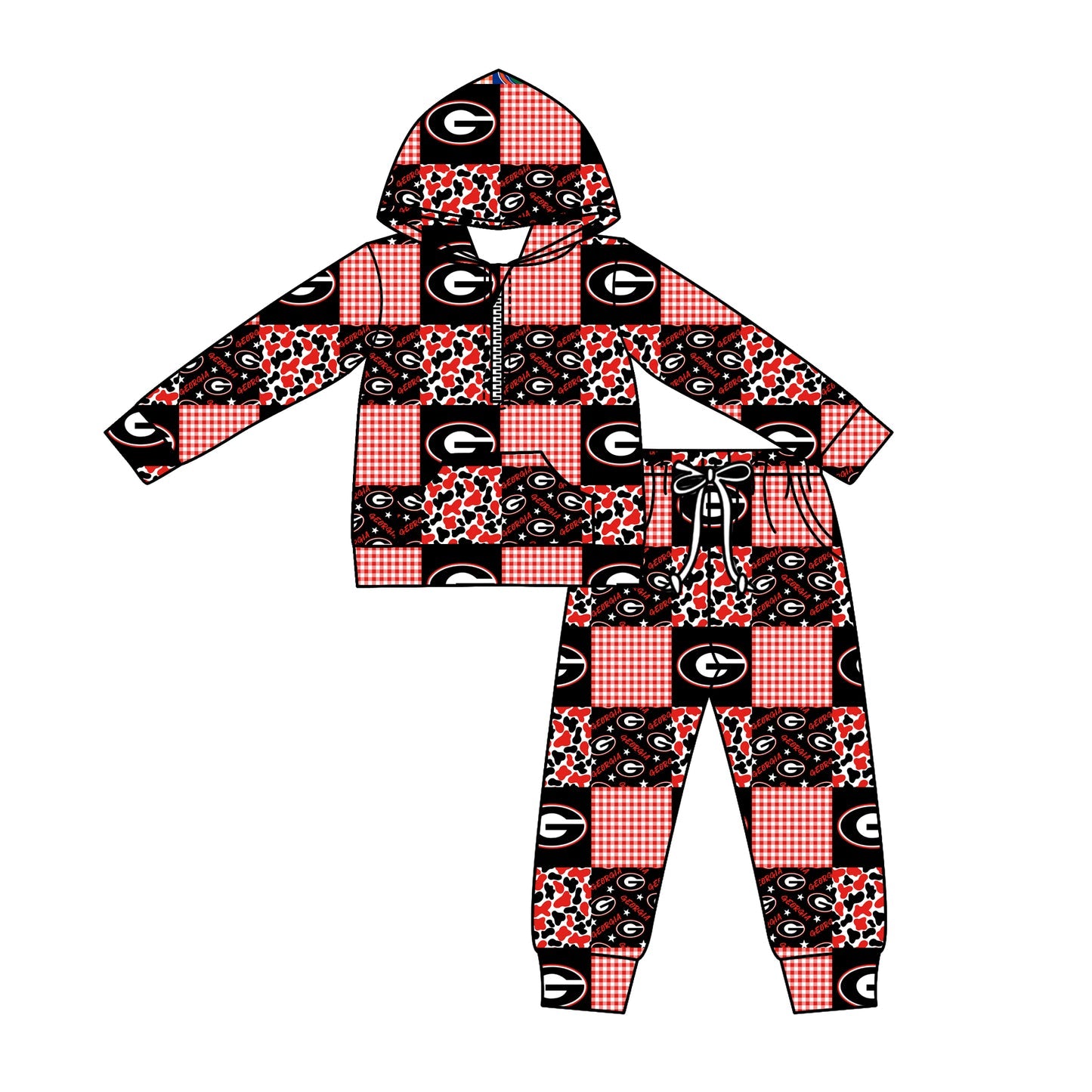 Preorder (moq 5)Baby Boys Camo G Checked Zipper Pockets Hoodies Pants Team Clothes Sets