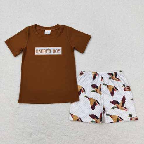 Baby Girls Daddy's Father's Day Duck Summer Sibling Shorts Clothes Sets