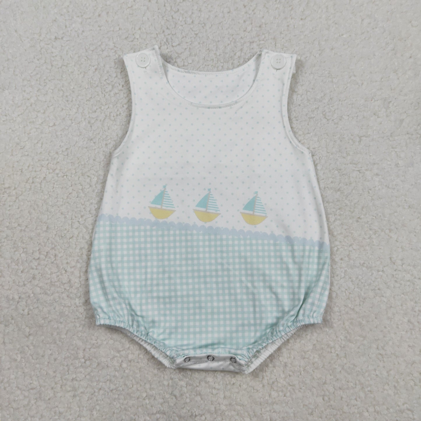 Baby Boys Sleeveless Boats Polka Dots Rompers