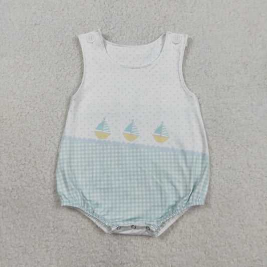 Baby Boys Sleeveless Boats Polka Dots Rompers