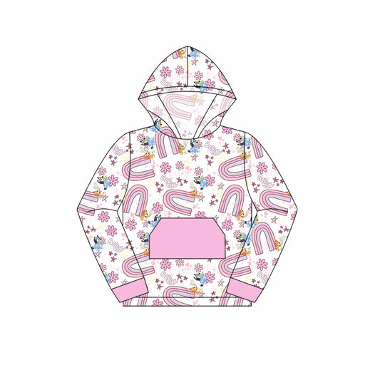 Baby Girls Pink Rainbow Sister Dogs Hooded Tops Preorder(moq 5)