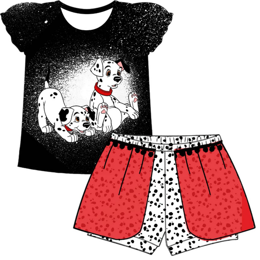 Baby Girls Black Dogs Shirt Shorts Summer Clothes Sets preorder (moq 5)