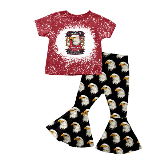 Baby Girls Eagle Team Tee Shirt Top Pants Clothes Sets Preorder(moq 5)