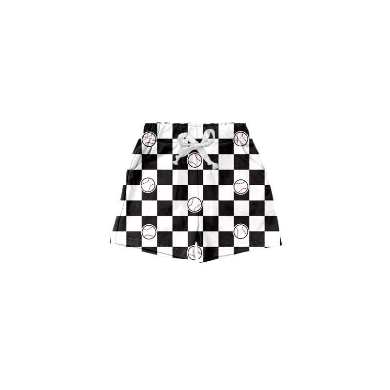 Preorder (moq 5)Baby Boys Black Checkered Baseball Summer Pockets Shorts