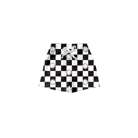 Preorder (moq 5)Baby Boys Black Checkered Baseball Summer Pockets Shorts