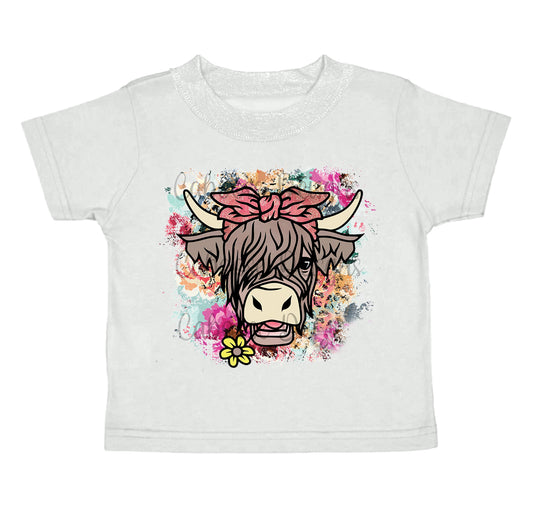 Baby Girls Highland Cow Flowers Short Sleeve Shirt preorder(moq 5)