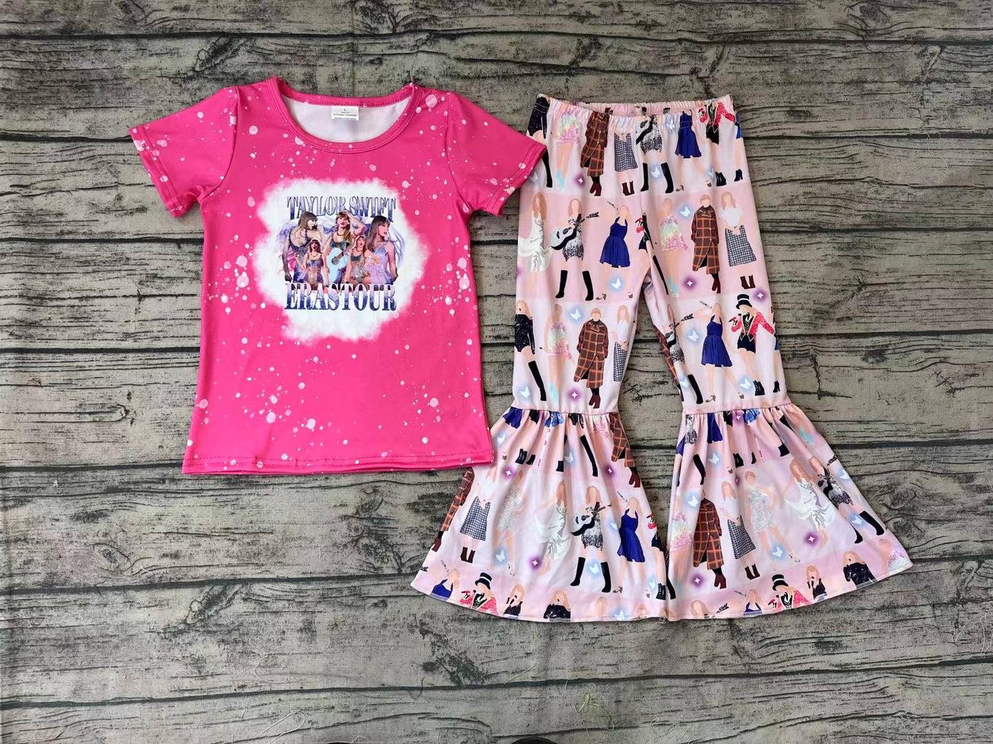 Baby Girls Singer Era Pink Shirts Bell Pants Clothes Sets