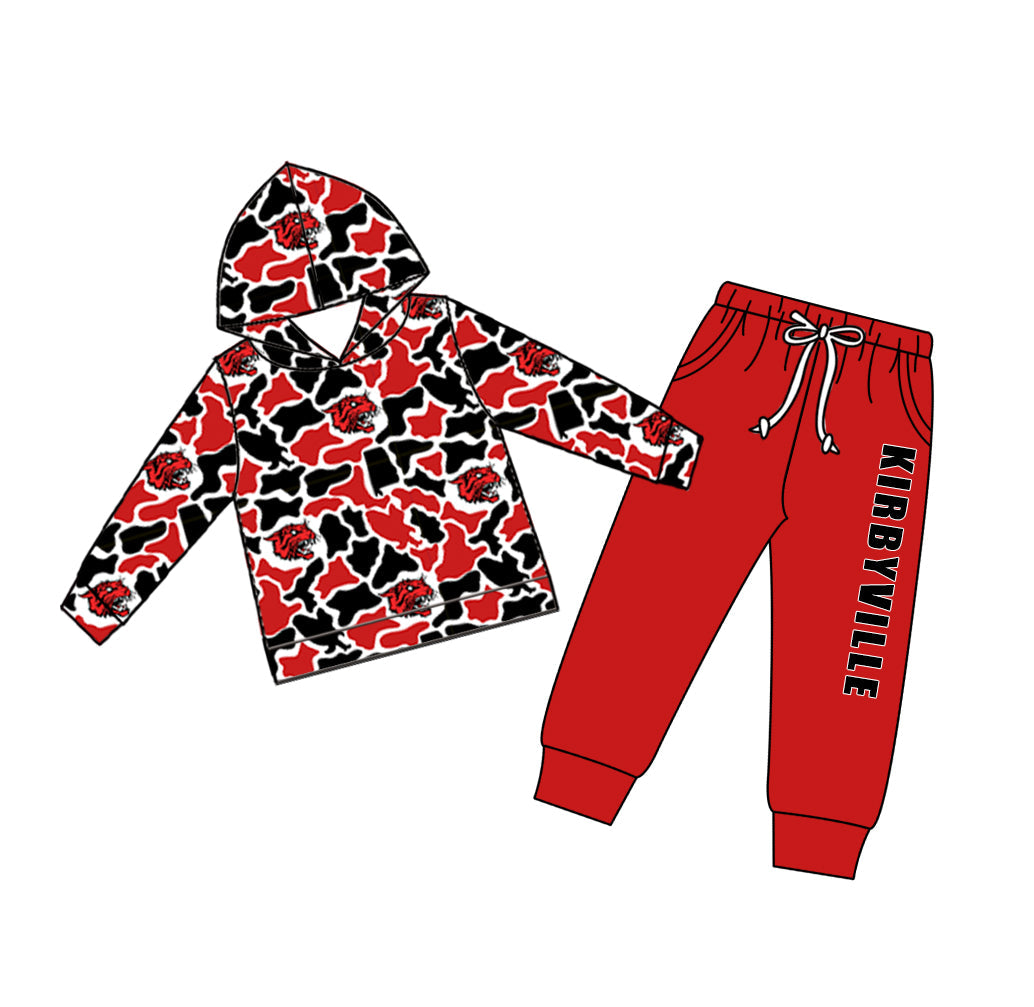 Preorder (moq5) Baby Boys Camo Kirbyville Hoodie Pockets Joggers Team Clothes Set