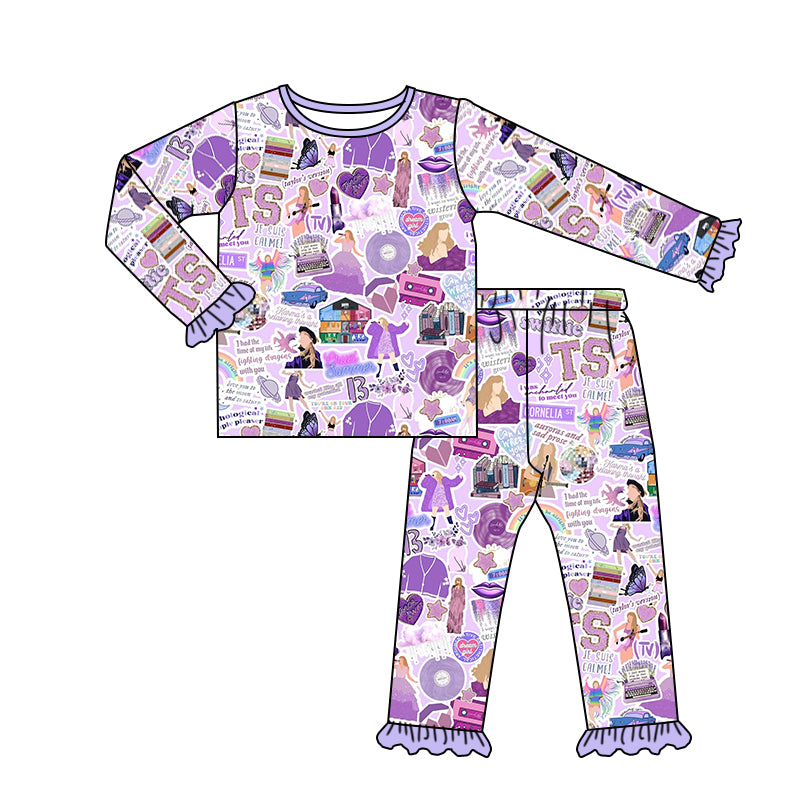 Baby Girls Purple Singer Shirt Pants Pajamas Boutique Outfits Sets preorder(moq 5)