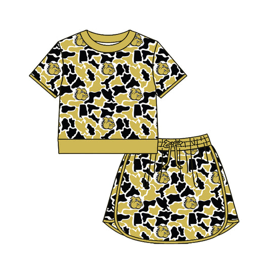 Preorder (moq 5)Baby Girls Colorful Camo Shirt Top Skirt Short Team Clothes Set