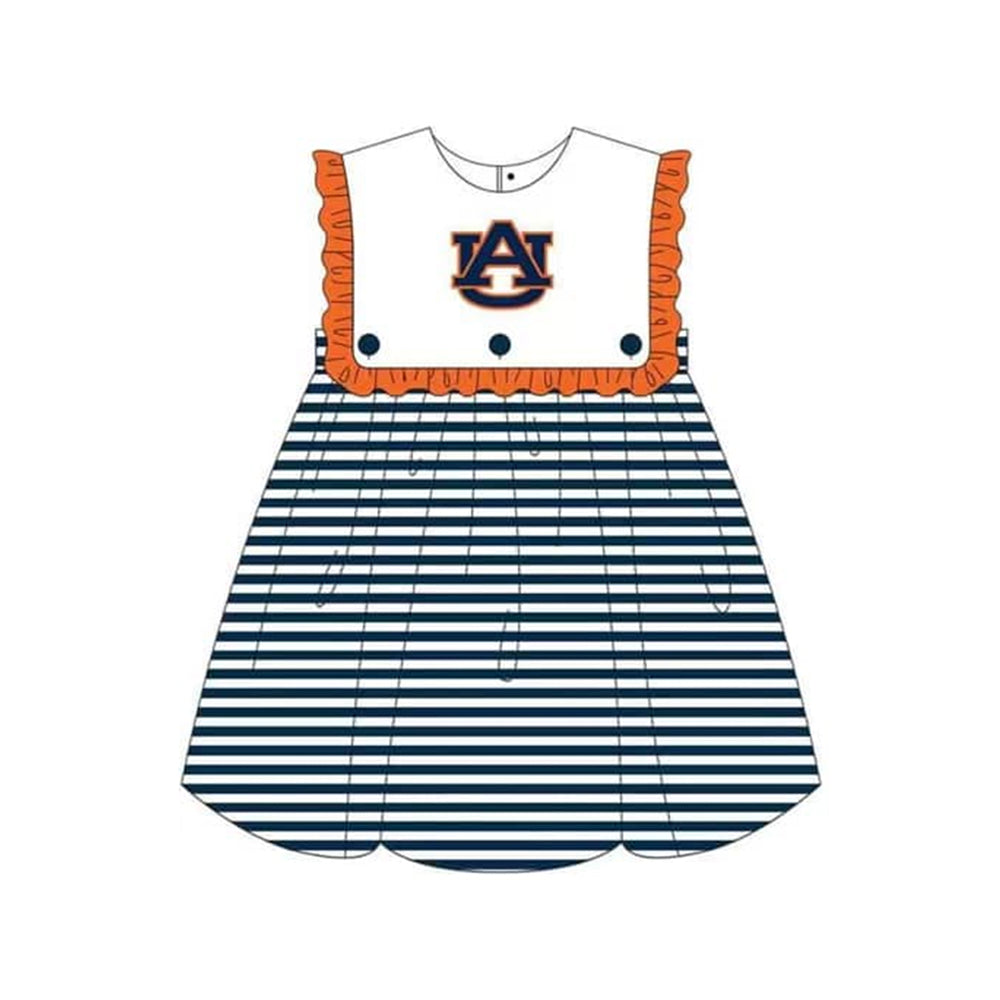 Preorder moq 5 Baby Girls Sleeveless Navy Stripe AU Team Knee Length Dresses