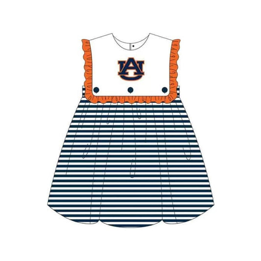 Preorder moq 5 Baby Girls Sleeveless Navy Stripe AU Team Knee Length Dresses