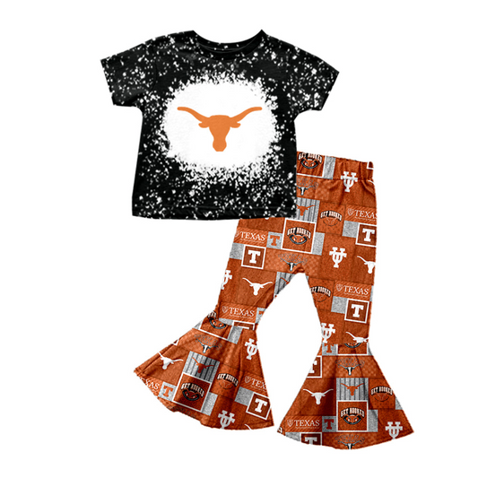 Baby Girls Texas Cow Team Top Bell Pants Sets split order preorder Nov 5th