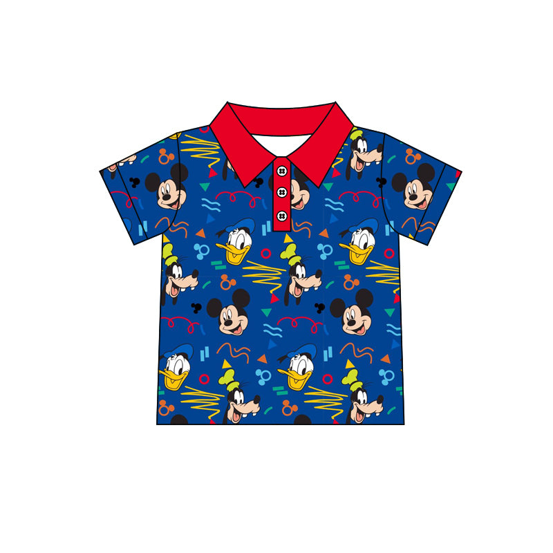 Preorder moq 5 Baby Boys Short Sleeve Cartoon Mouses Button Polo Shirt Top