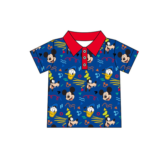 Preorder moq 5 Baby Boys Short Sleeve Cartoon Mouses Button Polo Shirt Top