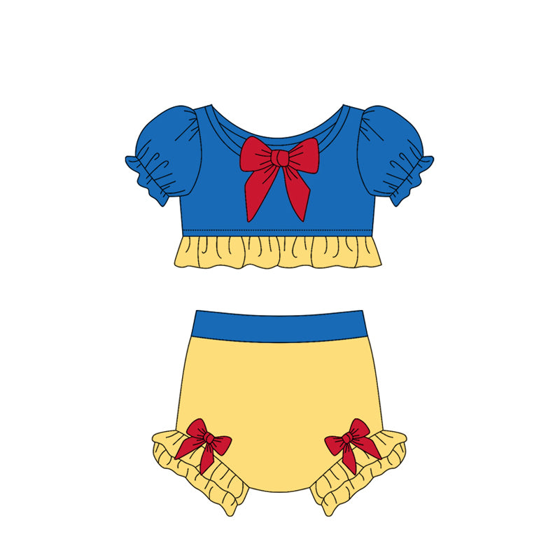 Preorder (moq 5)Baby Girls Blue Yellow Princess Top Two Pieces Swimsuits