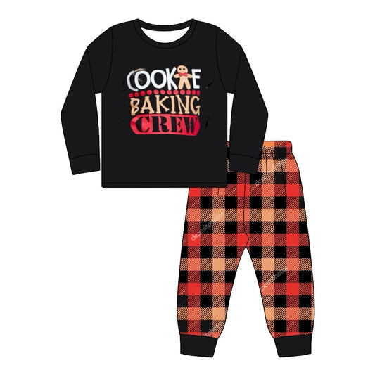 Adult Women Christmas Cookie Baking Long Sleeve Tee Shirts Pants Pajamas Sets Preorder(moq 5)