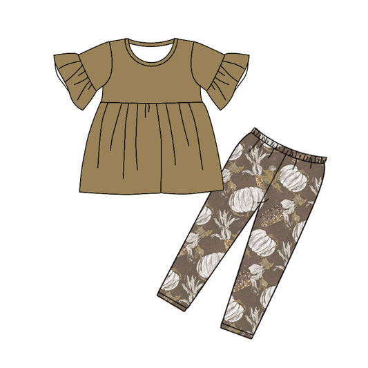 Baby Girls Dark Green Tunic Pumpkin Pants Clothes Sets Preorder(moq 5)