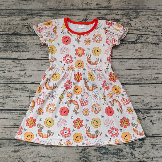 Baby Girls Smile Orange Rainbow Sunflowers Dresses