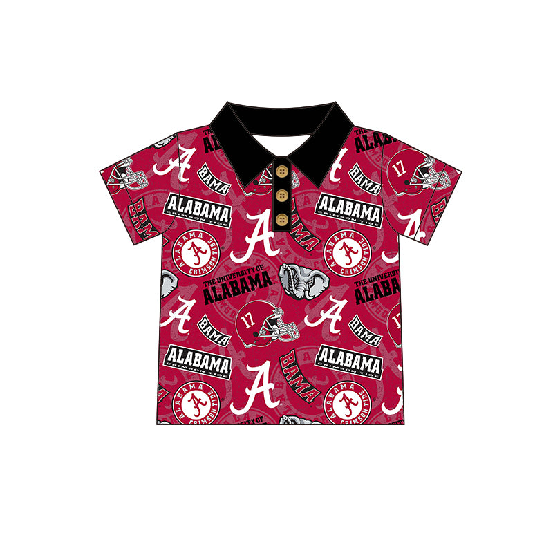 Baby Boys Alabama Team Buttons Short Sleeve Tee Shirts Tops Preorder(moq 5)