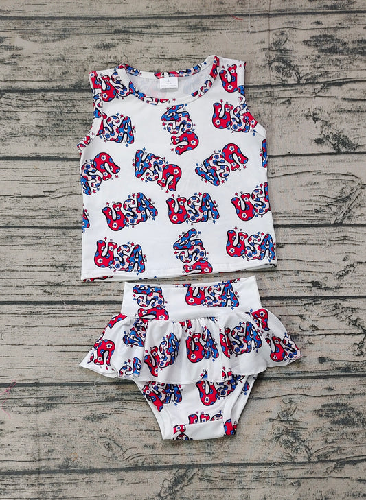 Baby Girls Infant Infant 4th Of July Top USA Bummies Clothes Sets