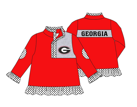 Baby Girls Georgia Team Red Buttons Pullovers Tops split order preorder Sep 6th