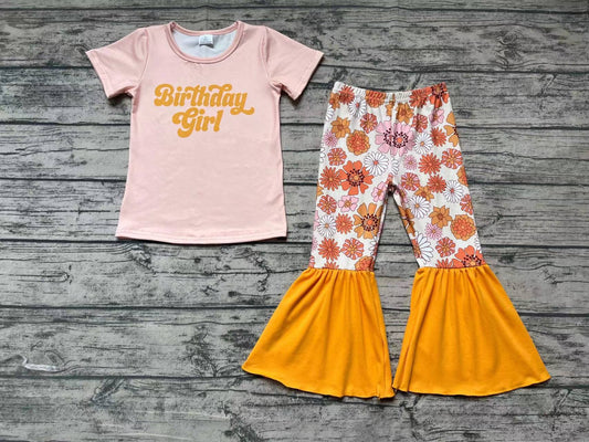 Baby Birthday Girl Flowers Bottom Pants Clothes Sets