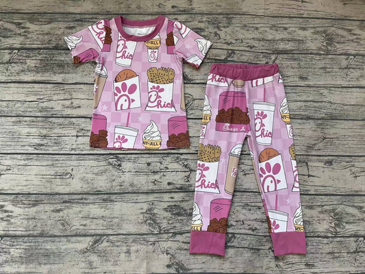 Baby Girls Chips Short Sleeve Pajamas Clothes Sets