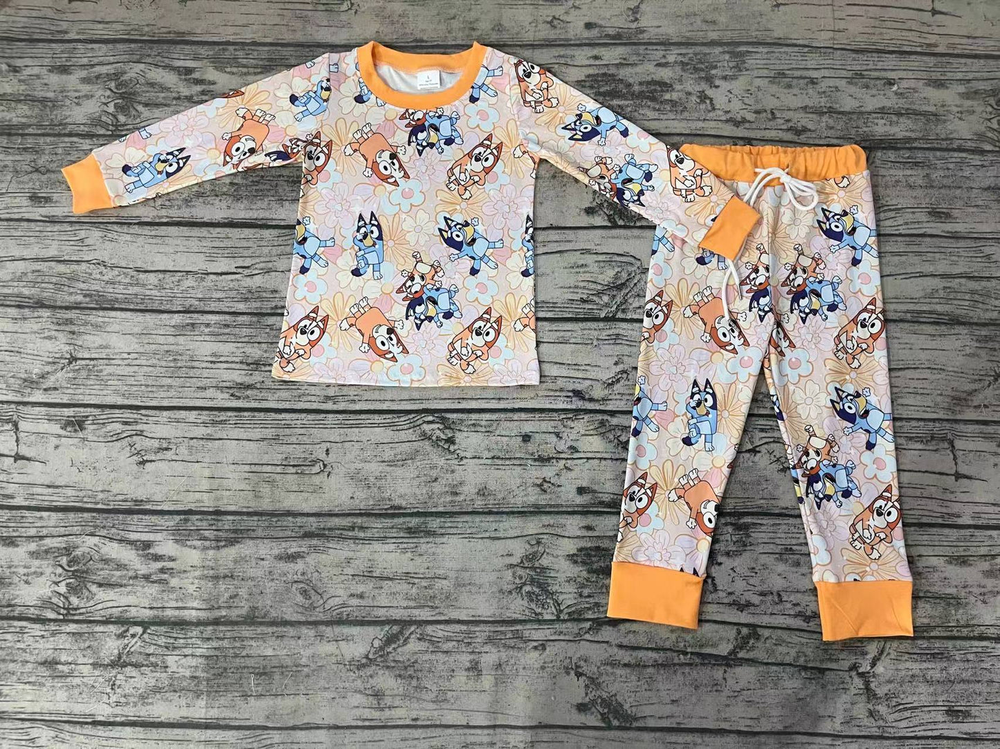 Baby Girls Dog Flowers Pajamas Pants Clothes Sets