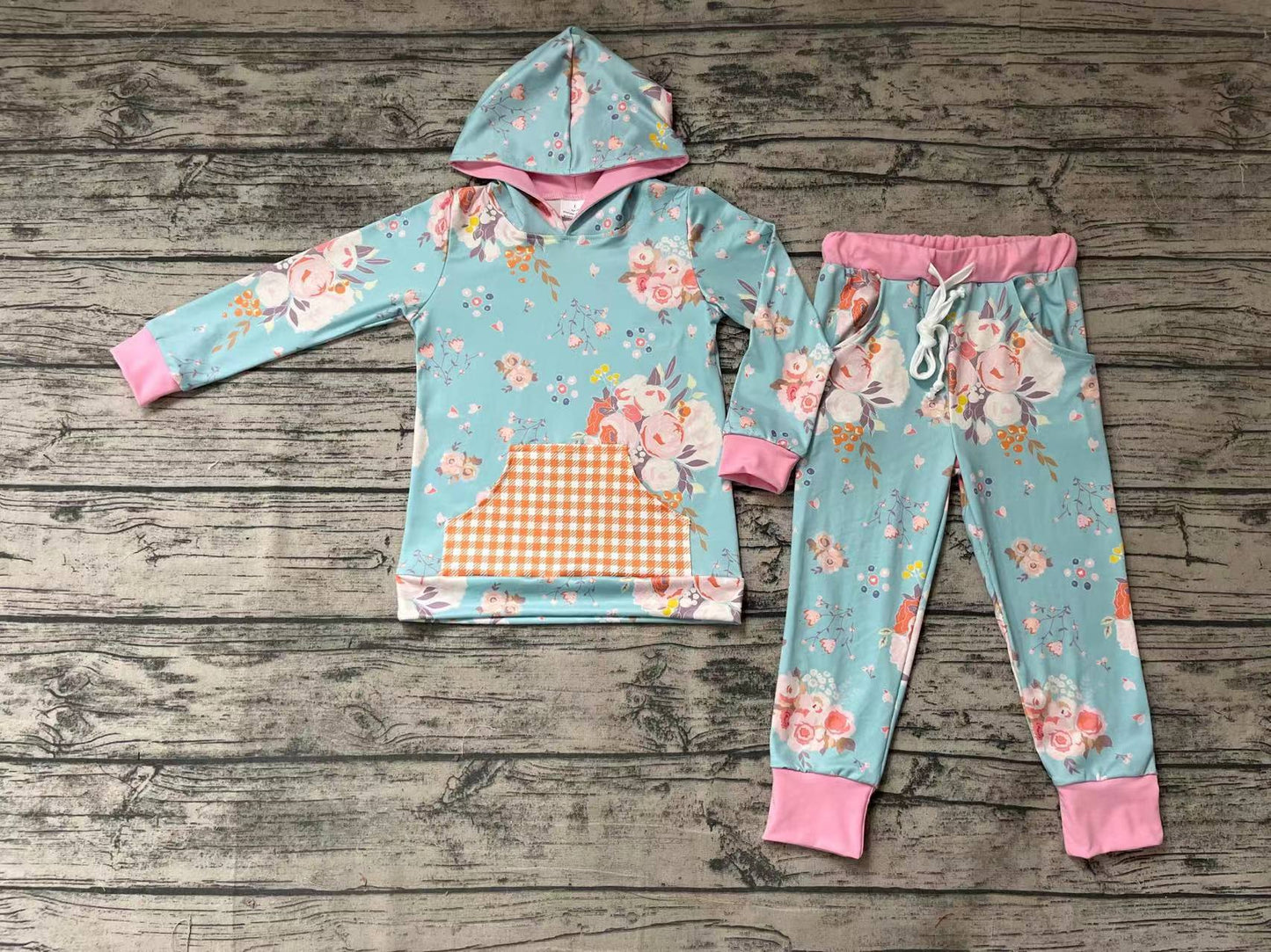 Baby Girls Ruffle Hoodie Floral Pants Clothes Sets