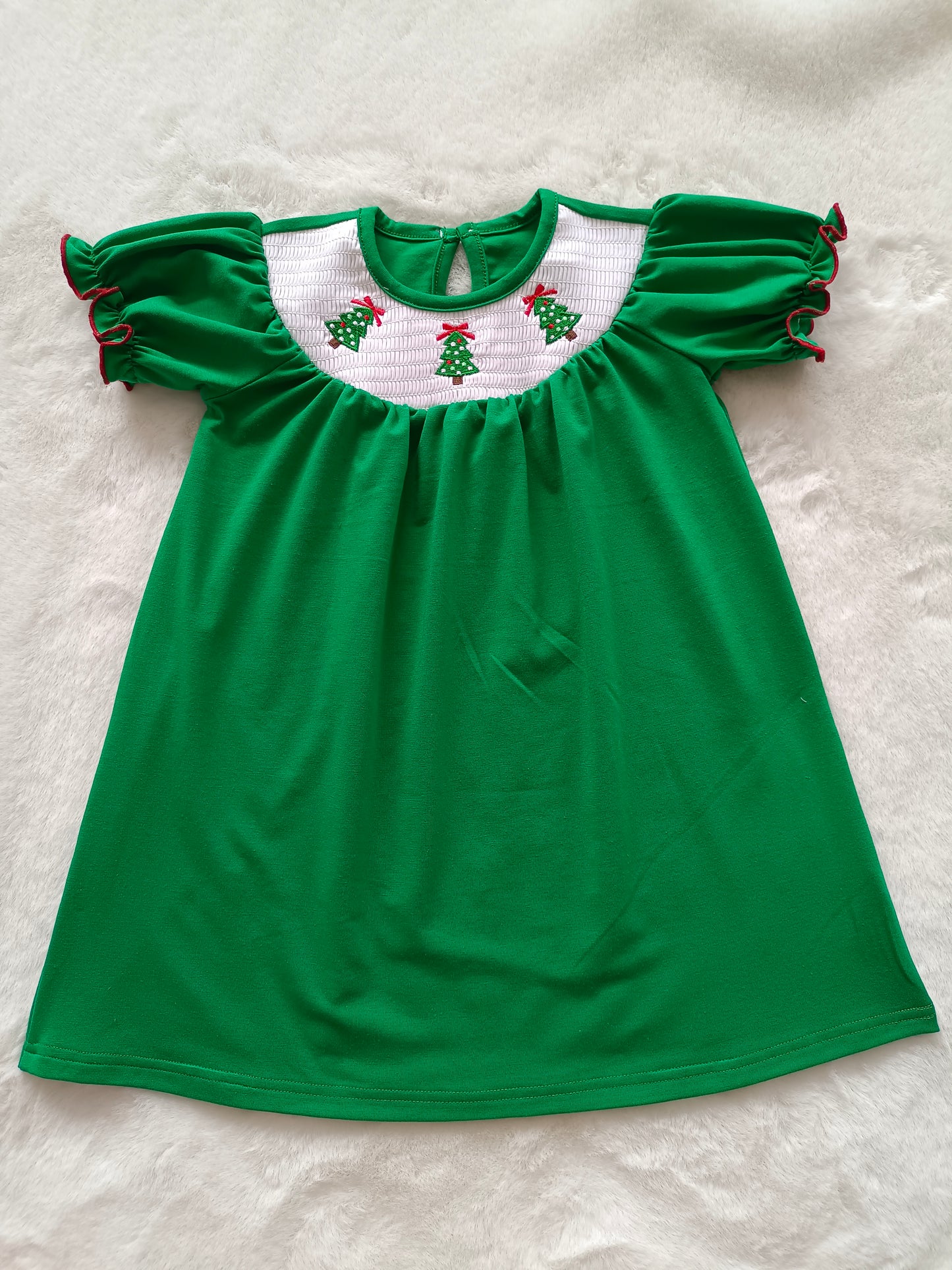 Baby Girls Christmas Tree Smocked Dresses