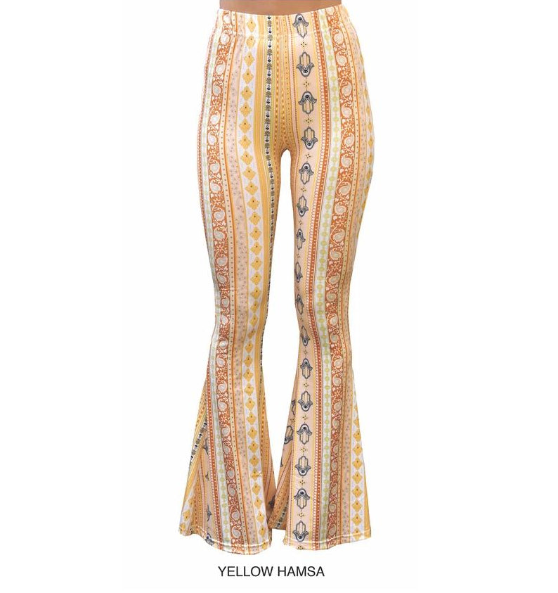 Adult Women Western Orange Aztec Bell Bottom Pants Preorder(moq 5)