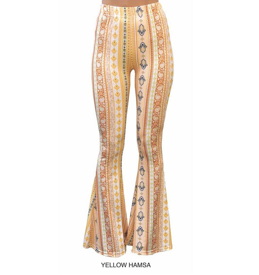 Adult Women Western Orange Aztec Bell Bottom Pants Preorder(moq 5)