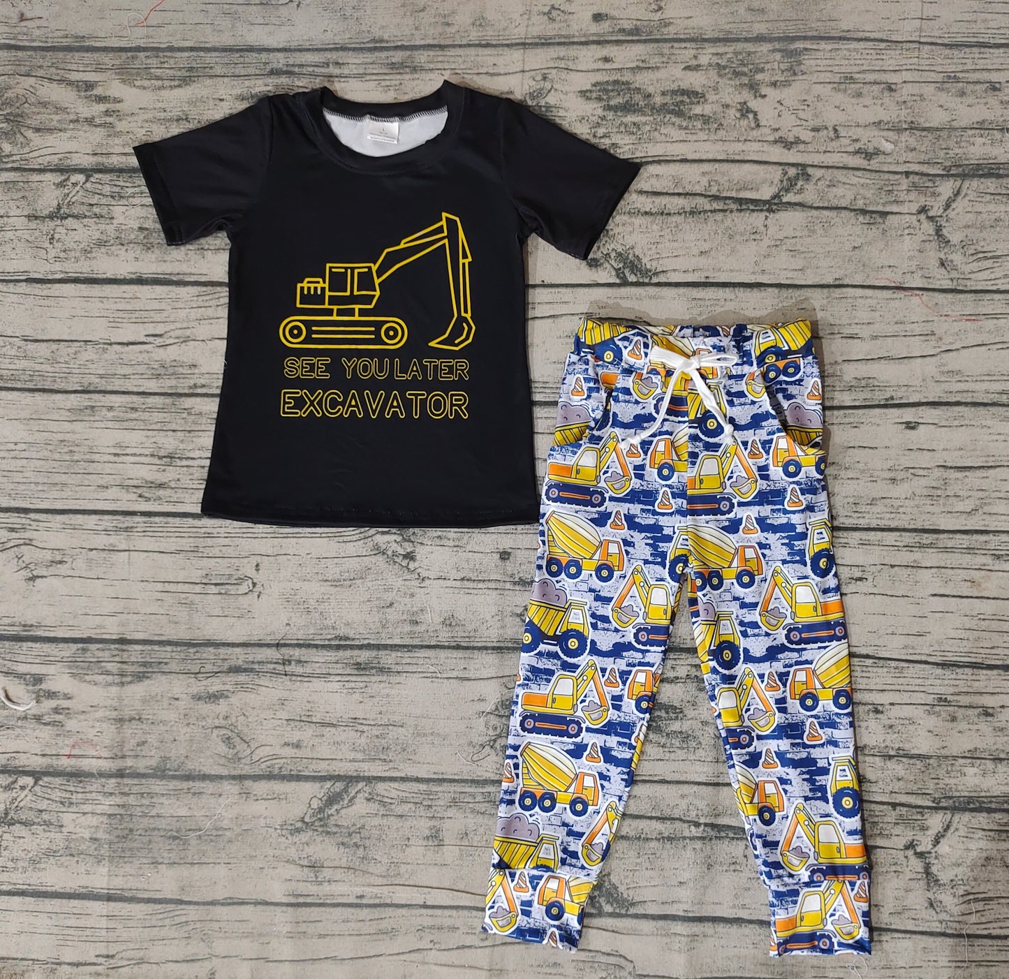 Baby Boys Excavator Shirt Pants Clothes Sets