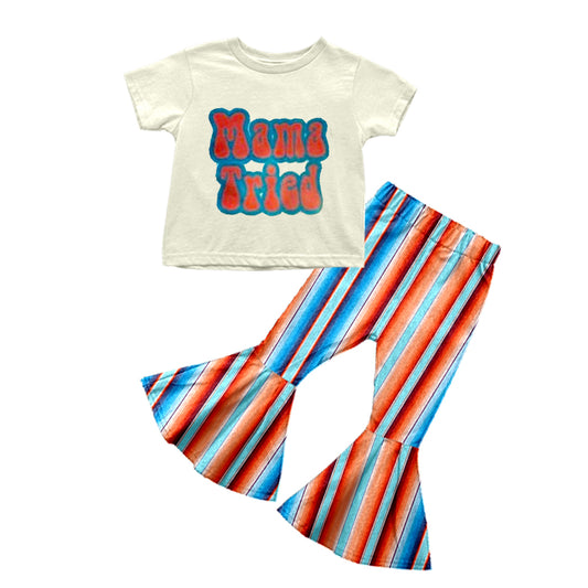 Baby Girls Mama Stripe Western Bell Pants Clothes Sets preorder(moq 5)