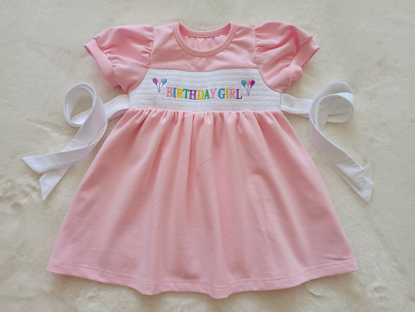 Baby Girls Birthday Girl Bows Smocked Dresses