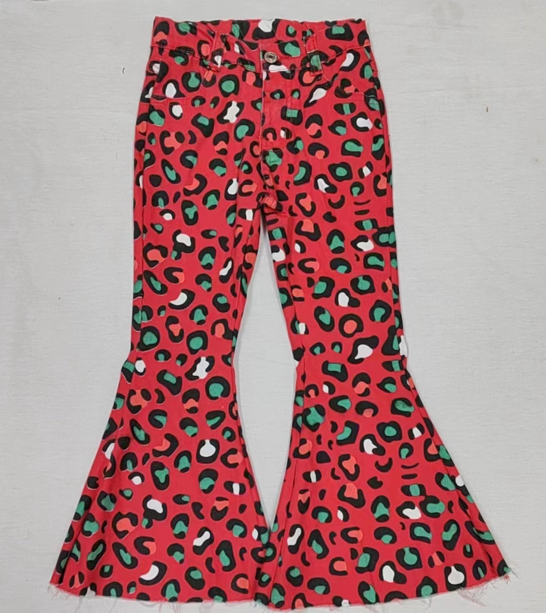 Baby Girls Christmas Green Red Denim Bell Pants