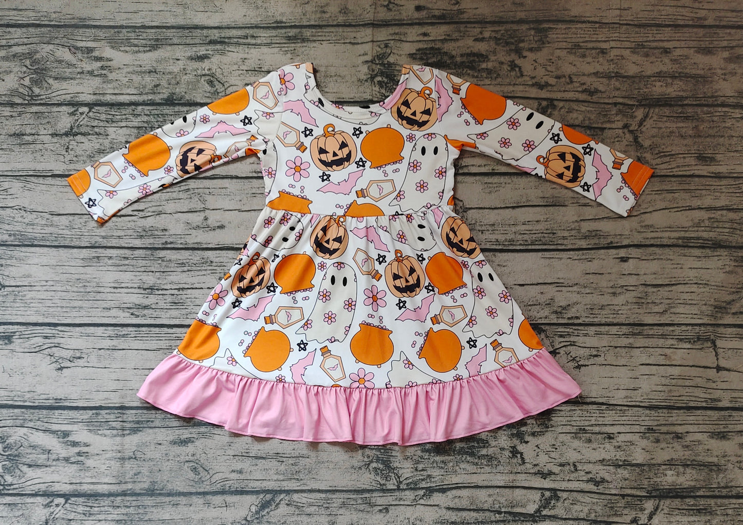 Baby Girls Halloween Ghost Ruffle Dresses