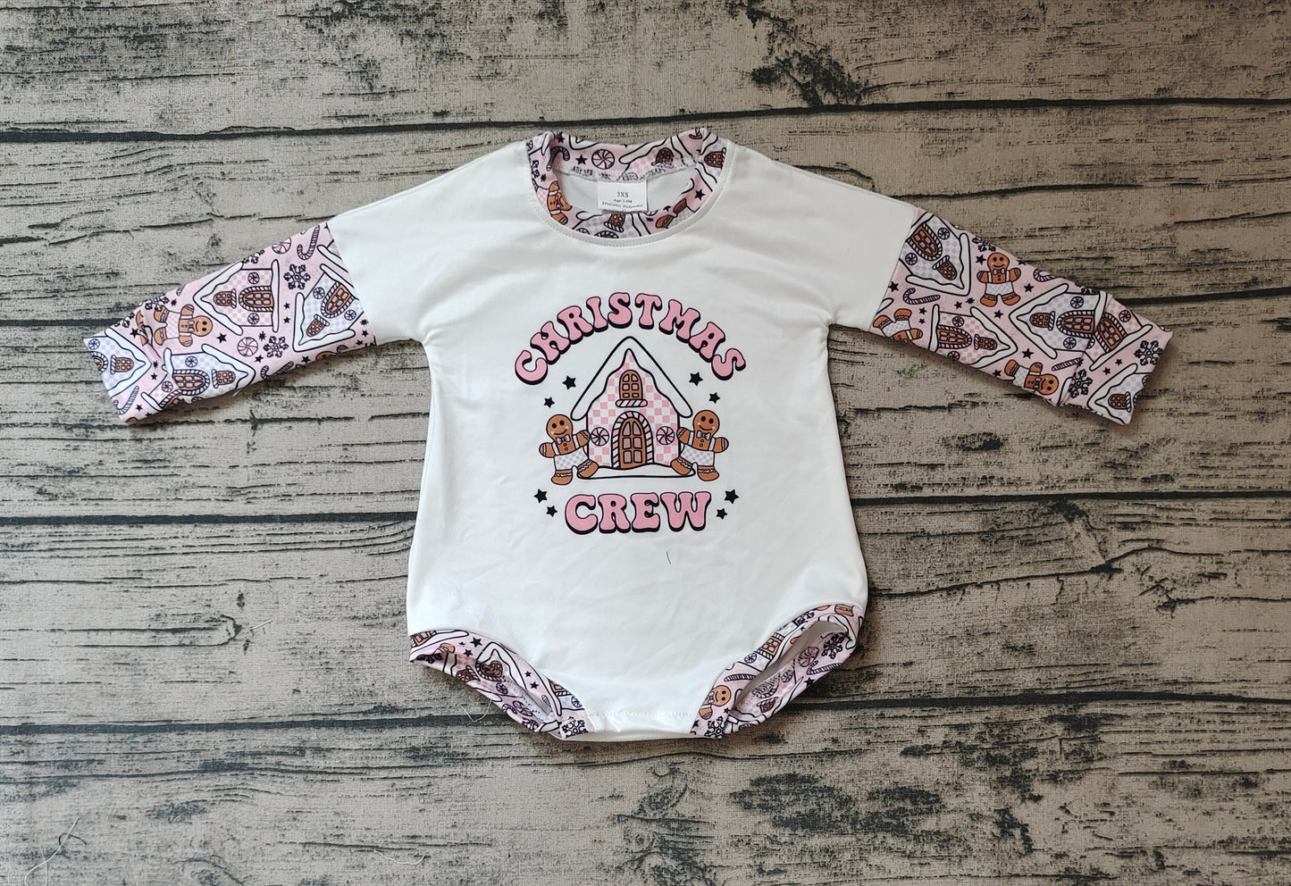 Baby Girls Christmas Pink Gingerbread Rompers