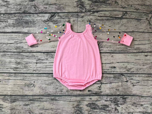 Baby Infant Pink Chiffon Long Sleeve Rompers