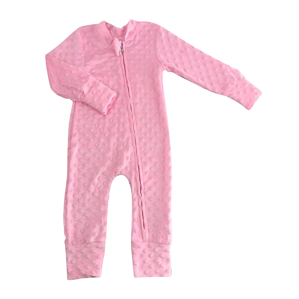 Baby Girls Pink Minky Zip Rompers preorder(moq 5)