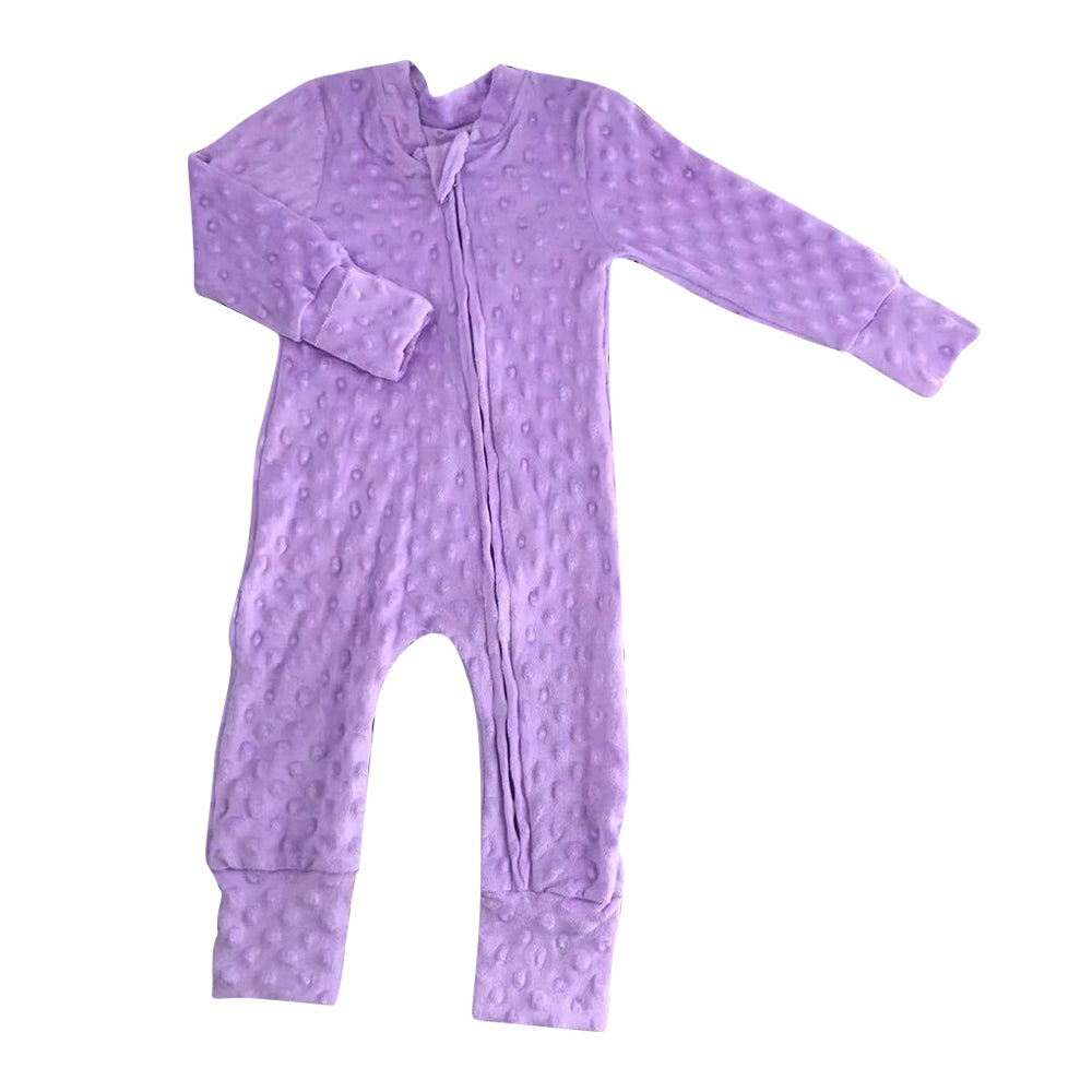 Baby Girls Lavender Minky Zip Rompers preorder(moq 5)