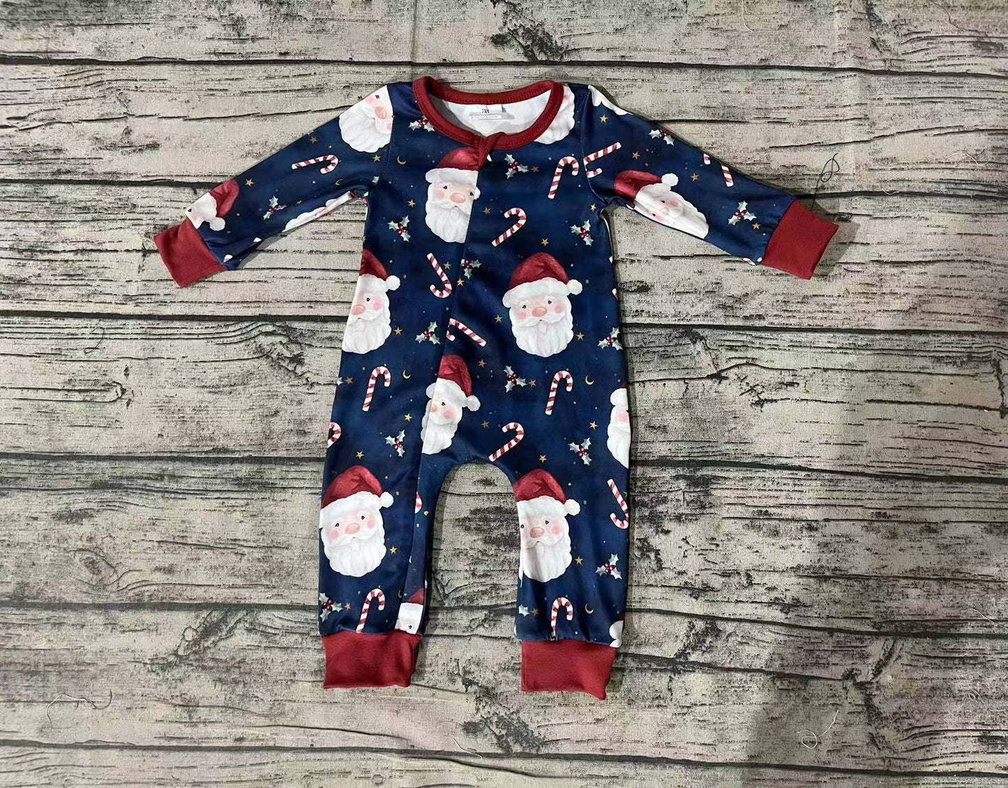 Baby Girls Christmas Santa Zip Rompers